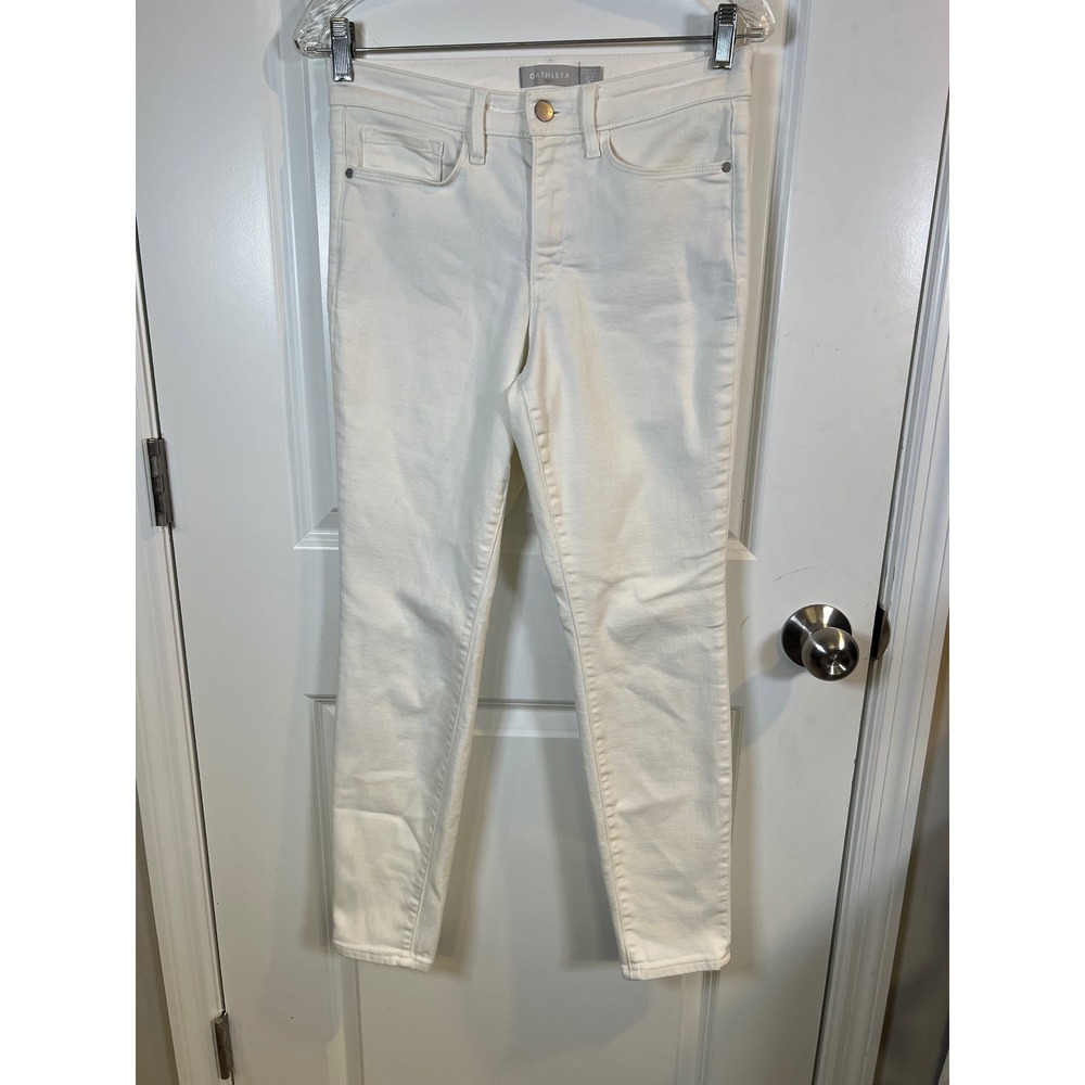 Athleta Womens Skinny Jeans Stretch Cotton Blend Off White Size 4